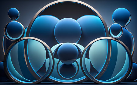 Abstract blue background with circles. Generative AIの素材