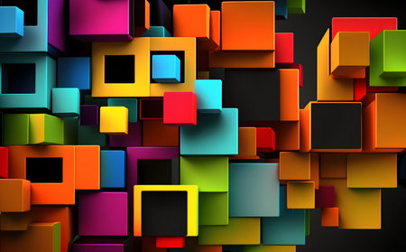 Abstract colorful background with squares. Generative AIの素材