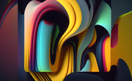 Abstract background with dynamic waves and flowing liquid shapes, Generative AIの素材