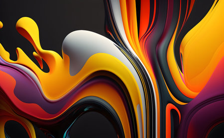 Abstract background with dynamic waves and flowing liquid shapes, Generative AIの素材