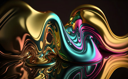 3d illustration of abstract metallic background with some smooth lines in it, Generative AIの素材