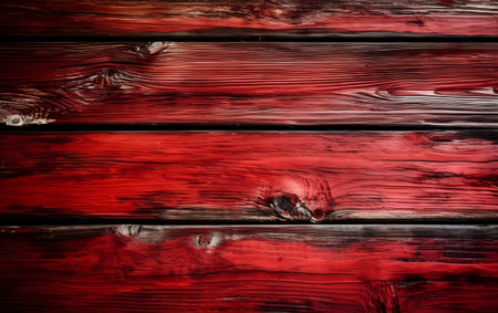 Old red painted wooden wall - texture or background. Toned. Generative AIの素材