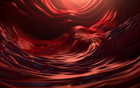 Abstract wavy fabric background in red and black colors, 3d illustration, Generative AIの素材