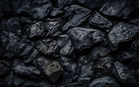 Black stone background or texture. Rock wall. Black stone background. Generative AIの素材