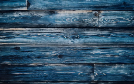 Blue wooden background or texture. Blue wooden wall with horizontal planks, Generative AIの素材