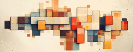 Abstract colorful background with squares and rectangles. 3d illustration. Generative AIの素材