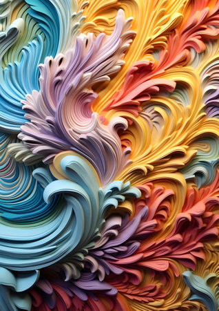 Abstract background of colored twisted ribbons in the form of waves, Generative AIの素材