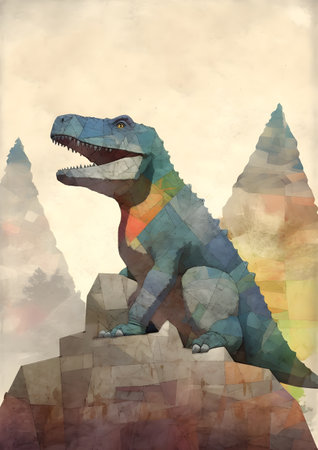 A dinosaur in front of stupas and pagoda, Generative AIの素材