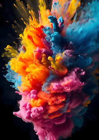 Colorful ink in water on a black background. Abstract background. Generative AIの素材