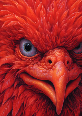 Close-up of the head of a red eagle with large eyes, Generative AIの素材