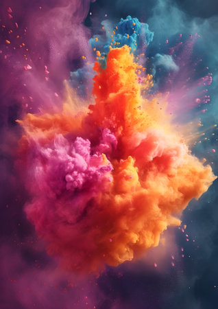Colorful explosion on a dark background. 3d illustration, Generative AIの素材