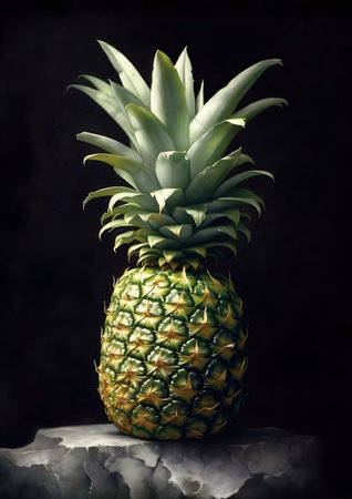 Pineapple on a black background. Generative AIの素材