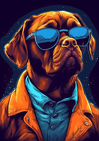 Dog portrait in sunglasses. Generative AIの素材