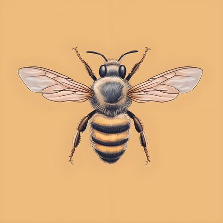 Illustration of a bee on a yellow background. Generative AIの素材