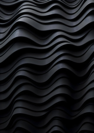 Abstract wavy black background. 3d illustration. Generative AIの素材
