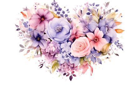 Hand drawn watercolor bouquet of spring flowers. Generative AIの素材