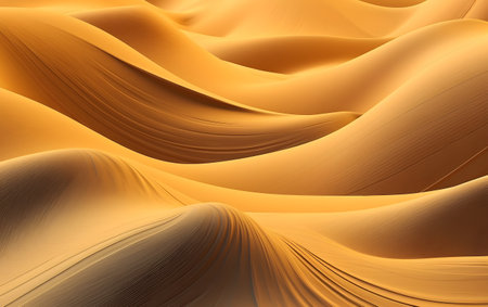 3d illustration of golden abstract wavy background with smooth lines. Generative AIの素材