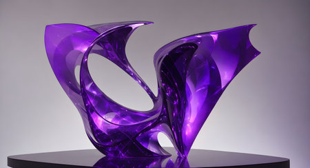 Purple abstract shape on a gray background. 3d illustration, Generative AIの素材