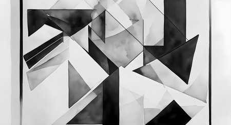 Abstract background of black and white triangles. 3d illustration. Generative AIの素材