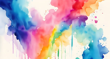 Colorful watercolor splashes on white background. Generative AIの素材