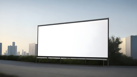 Blank billboard on the road. 3d illustration, Generative AIの素材