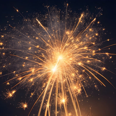 Fireworks in the night sky. Abstract background with fireworks. Holiday background. Generative AIの素材