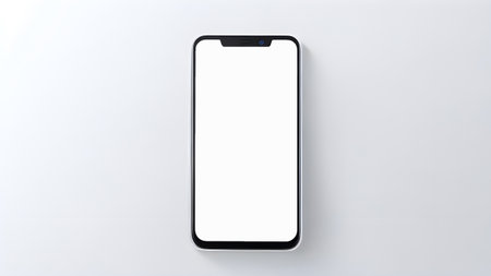 Smartphone with blank white screen on white background. 3d illustration, Generative AIの素材