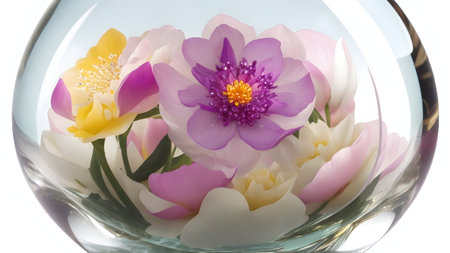 Flowers in a glass on a white background, Generative AIの素材