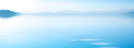 Blue sea and blue sky background. Panoramic seascape. Generative AIの素材