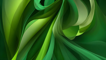 Abstract background with smooth lines in green colors. Generative AIの素材