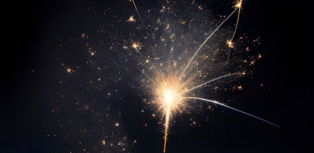Fireworks in the night sky on a black background. 3d illustration, Generative AIの素材