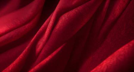 Red satin background close up. Generative AIの素材
