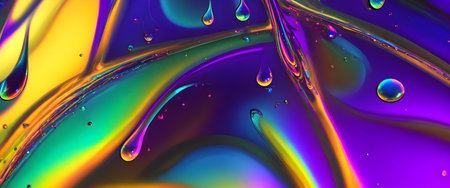 3d illustration of abstract colorful background with oil drops in water, Generative AIの素材