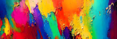 Abstract multicolored background of acrylic paints on a palette close-up, Generative AIの素材