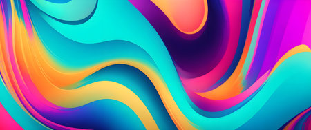Colorful Liquid Shape. 3d Abstract Background with Vibrant Gradient. Generative AIの素材