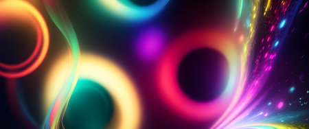 Abstract background with multicolored neon lights, Generative AIの素材