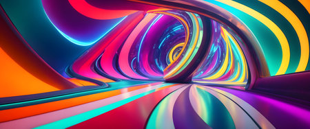 3d illustration of abstract background with neon lights, Generative AIの素材