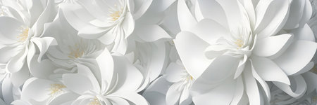 White flower petals background. 3d illustration, Generative AIの素材