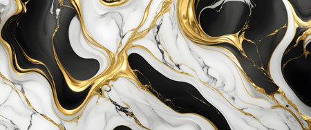 Marble pattern with gold, black and white marble texture, Generative AIの素材
