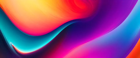 Abstract colorful background with smooth lines in blue, orange, purple and pink, Generative AIの素材