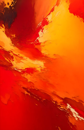 Abstract background of acrylic paint in red and orange tones, Generative AIの素材