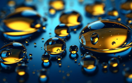 Oil drops on water surface. 3d illustration. Abstract background,  Generative AIの素材