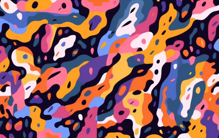 Abstract seamless pattern with multicolored spots on a black background.の素材