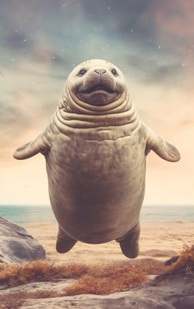 Elephant seal on the beach.の素材