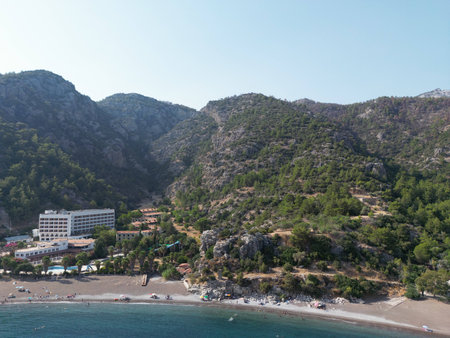 Aerial view of Kekova beach in Antalya, Turkeyの写真素材