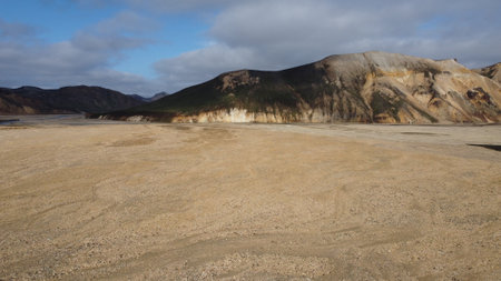 Colorful volcanic landscape of the Landmannalaugar in Icelandの写真素材