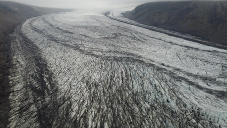 Aerial view of the glacier in Iceland. Beautiful winter landscape.の写真素材