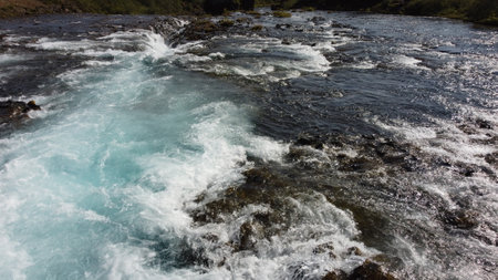 Aerial view of Skjalfandafljot river, Icelandの写真素材