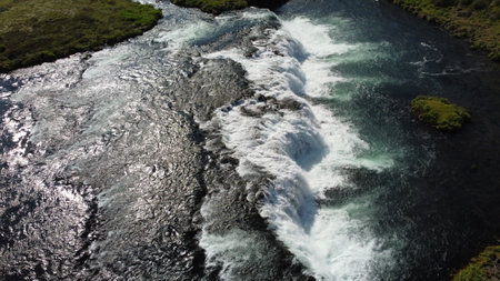 Aerial view of Skjalfandafljot river, Icelandの写真素材