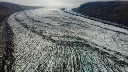 Aerial view of the glacier of Svinafellsjokull, Icelandの写真素材